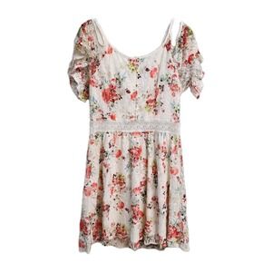 Disney Beauty & the Beast Belle Floral Cold Shoulder Dress Medium Disneybounding